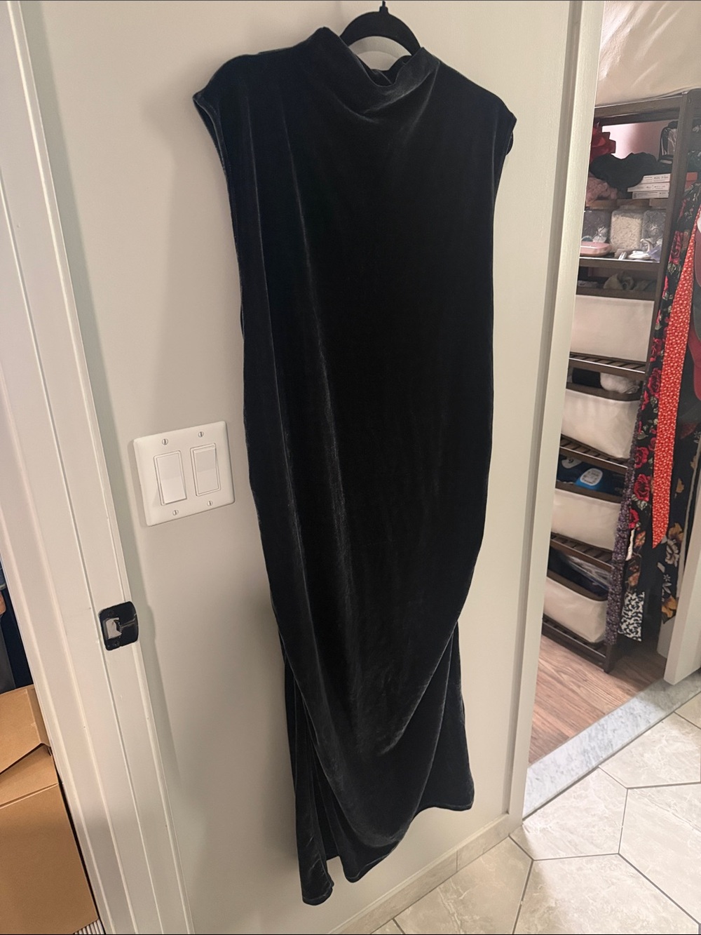 a new day Grey-Black Velvet Maxi Dress